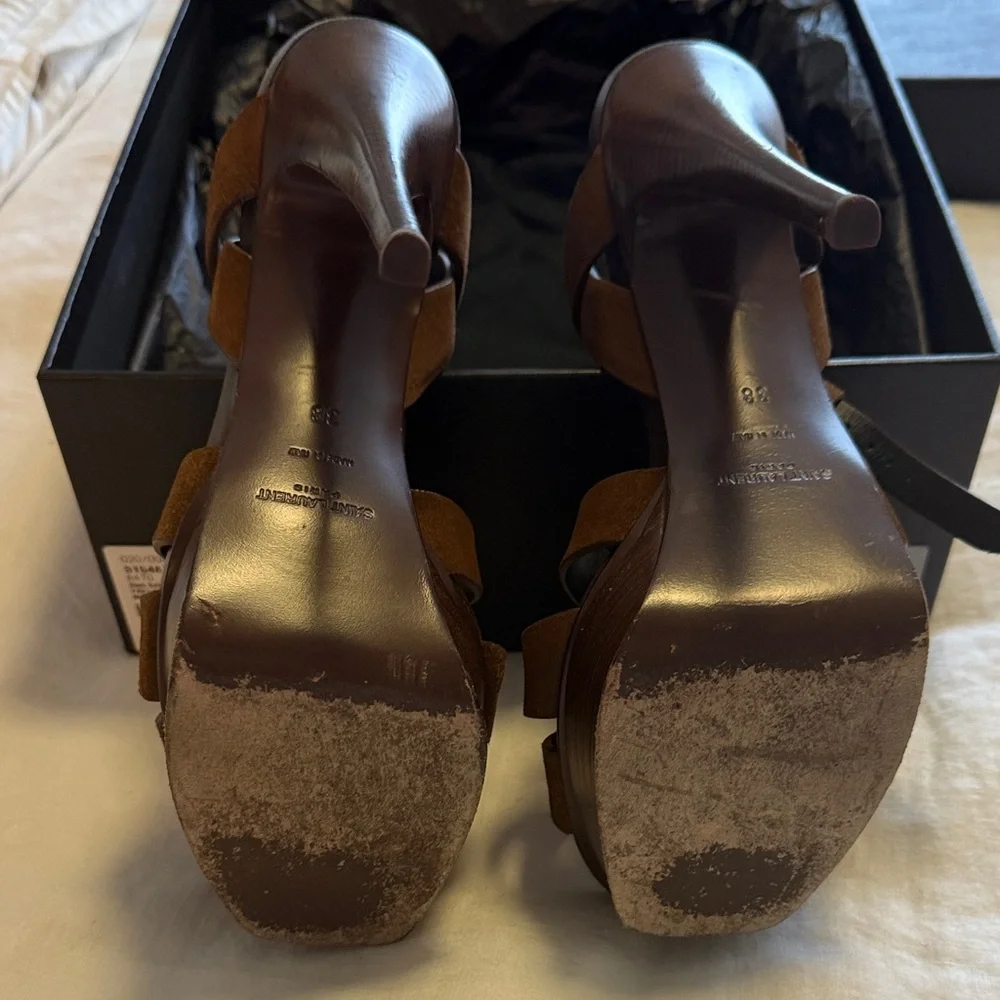 Yves Saint Laurent Brown Strappy Heels - Picture 3 of 8